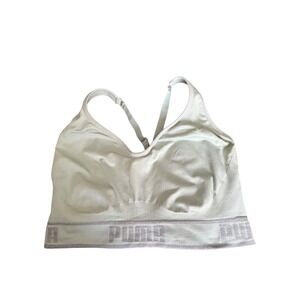 Puma Women's Seamless Sports Bra Size 1X Green Adjustable Racerback